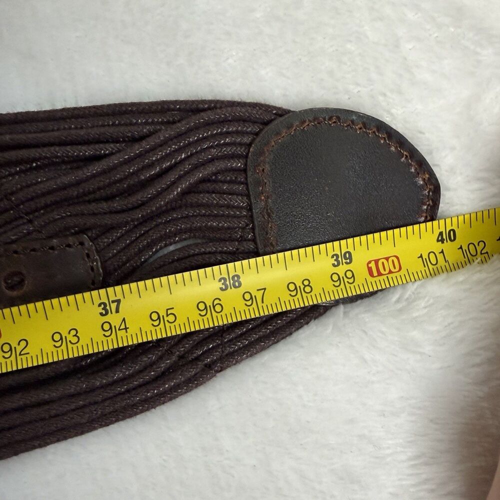 Coldwater‎ Creek Brown Wide Woven Cotton Belt Faux Leather Accents Statement S/M - Picture 9 of 13